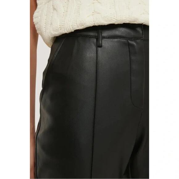 NA-KD Vegan Faux Leather PU High Rise Cropped Pants in Black Size EU 36 | US 6 - Picture 3 of 13